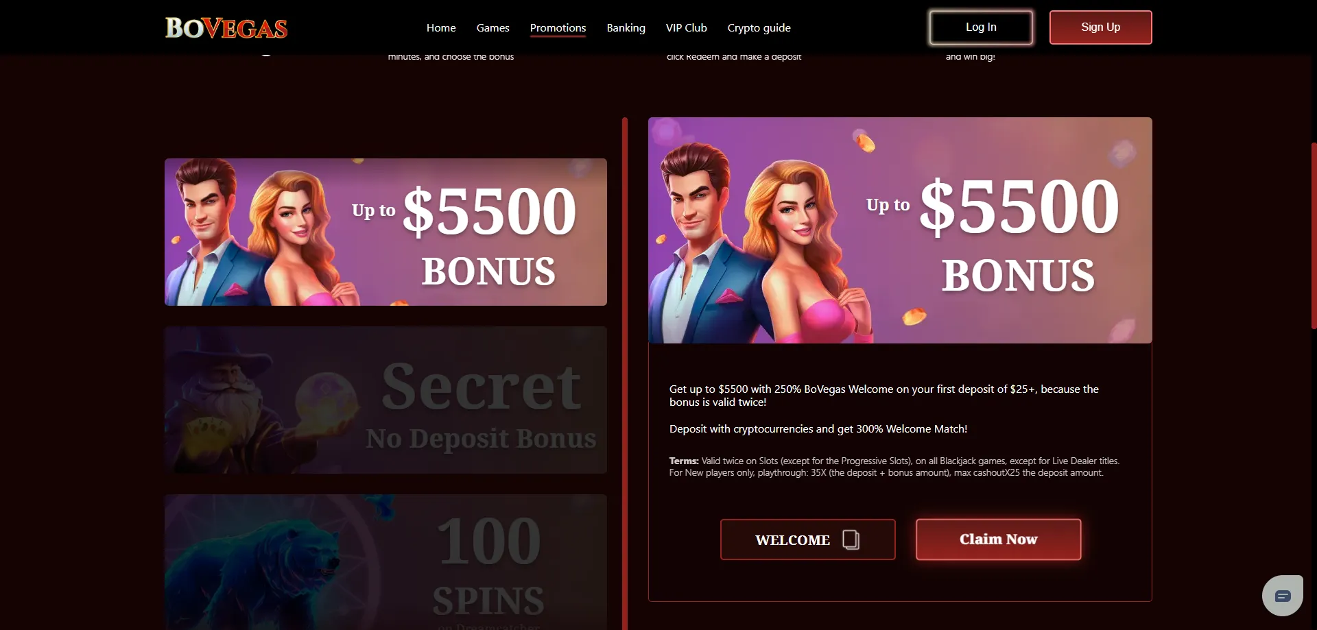 Bovegas casino bonus offers 2026 — welcome package and free chip