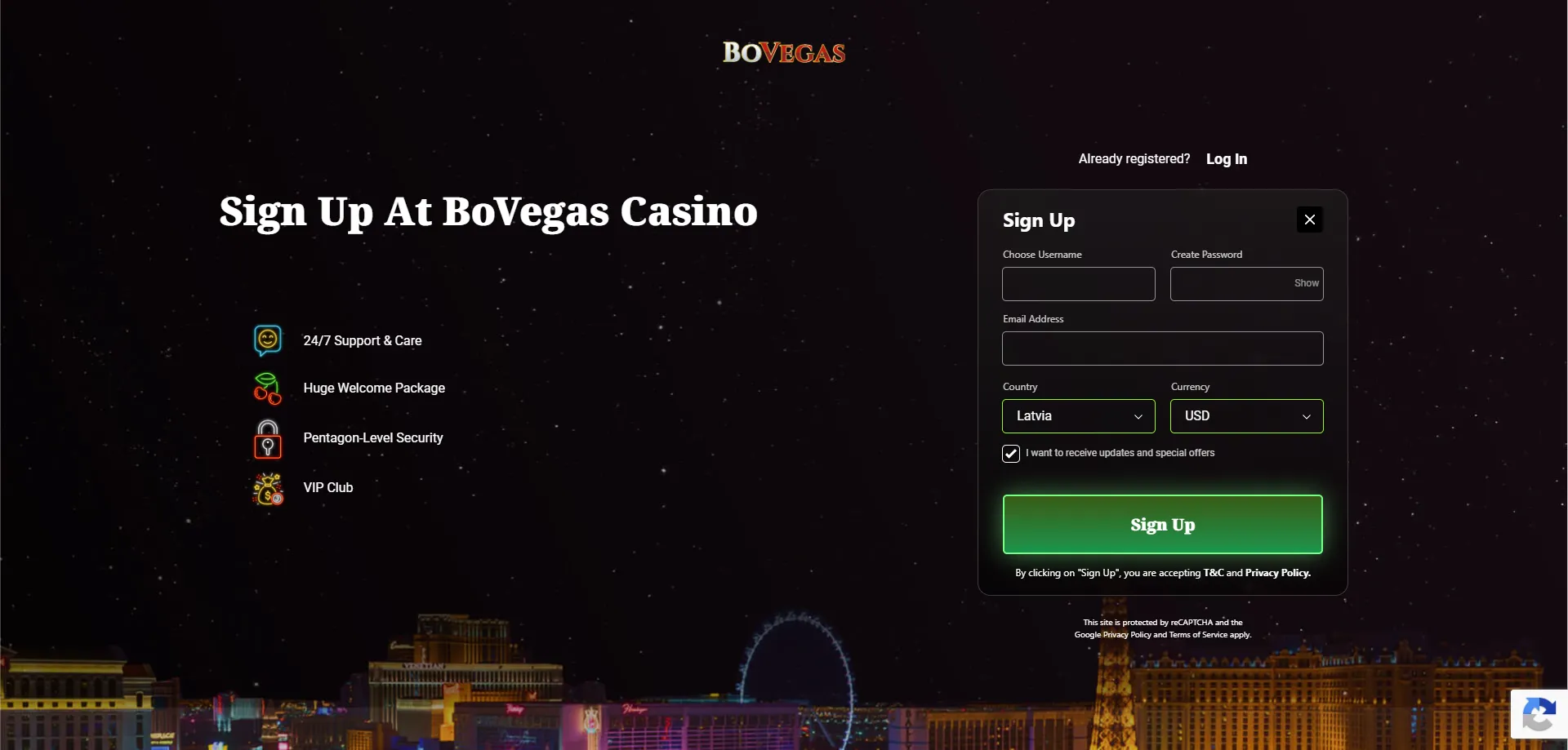 Bovegas Casino new account registration steps 2026